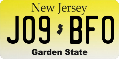 NJ license plate J09BFO