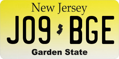 NJ license plate J09BGE