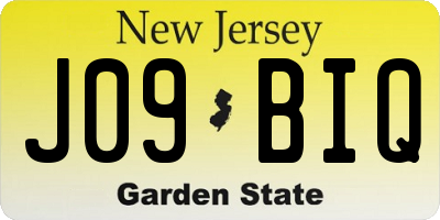 NJ license plate J09BIQ