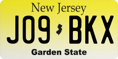 NJ license plate J09BKX