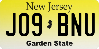 NJ license plate J09BNU