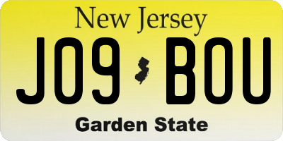 NJ license plate J09BOU