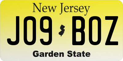 NJ license plate J09BOZ