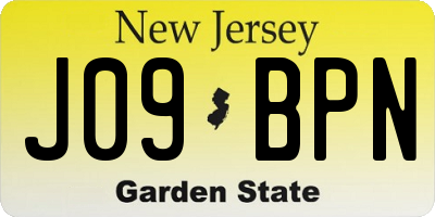 NJ license plate J09BPN