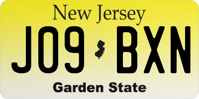 NJ license plate J09BXN