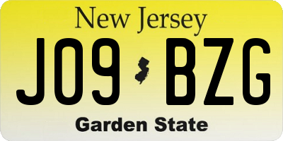 NJ license plate J09BZG
