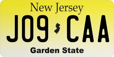 NJ license plate J09CAA