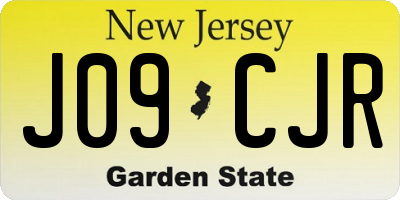NJ license plate J09CJR