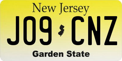 NJ license plate J09CNZ