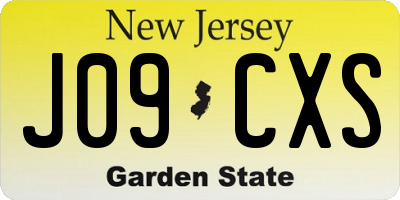 NJ license plate J09CXS
