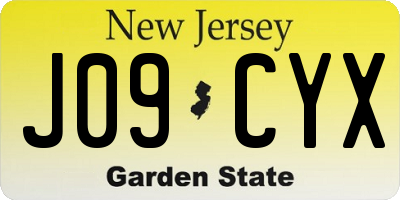 NJ license plate J09CYX