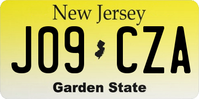 NJ license plate J09CZA