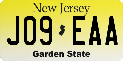 NJ license plate J09EAA