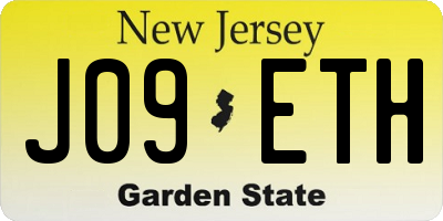 NJ license plate J09ETH