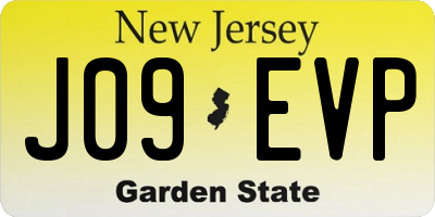 NJ license plate J09EVP