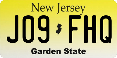 NJ license plate J09FHQ