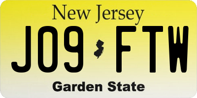 NJ license plate J09FTW