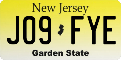 NJ license plate J09FYE