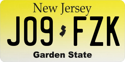NJ license plate J09FZK