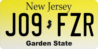 NJ license plate J09FZR