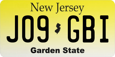 NJ license plate J09GBI