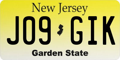 NJ license plate J09GIK