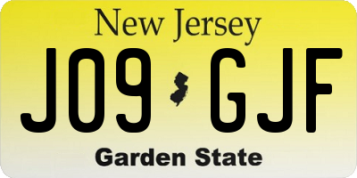 NJ license plate J09GJF