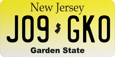 NJ license plate J09GKO