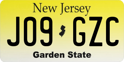 NJ license plate J09GZC