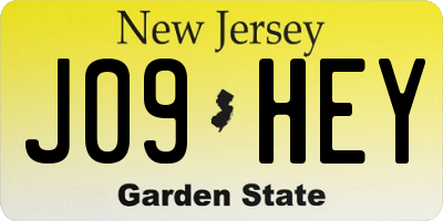NJ license plate J09HEY