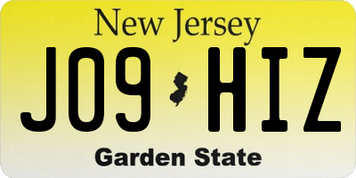 NJ license plate J09HIZ