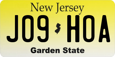 NJ license plate J09HOA