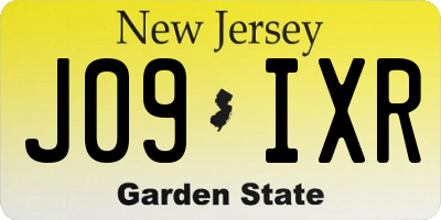 NJ license plate J09IXR