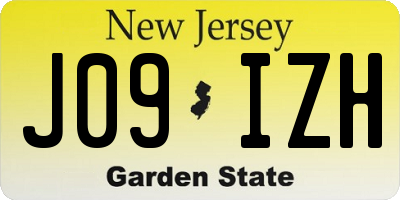 NJ license plate J09IZH