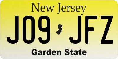 NJ license plate J09JFZ