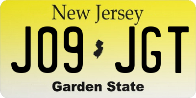 NJ license plate J09JGT
