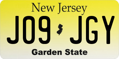 NJ license plate J09JGY