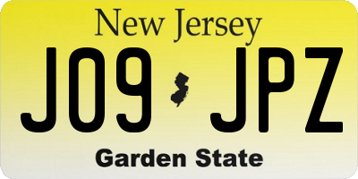 NJ license plate J09JPZ