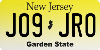 NJ license plate J09JRO