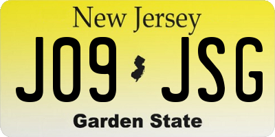 NJ license plate J09JSG