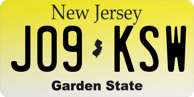 NJ license plate J09KSW