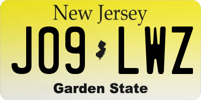 NJ license plate J09LWZ