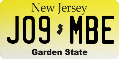 NJ license plate J09MBE