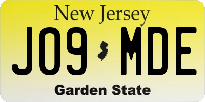 NJ license plate J09MDE