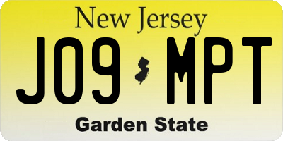 NJ license plate J09MPT
