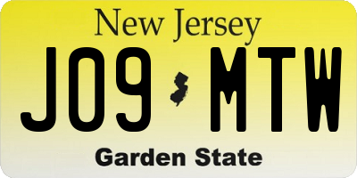 NJ license plate J09MTW