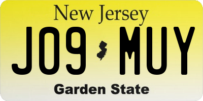 NJ license plate J09MUY