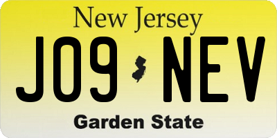 NJ license plate J09NEV