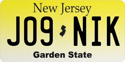 NJ license plate J09NIK