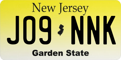 NJ license plate J09NNK